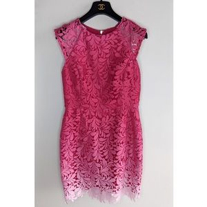 Ombré Adelyn Rae Pink White Lace Crochet Dress S